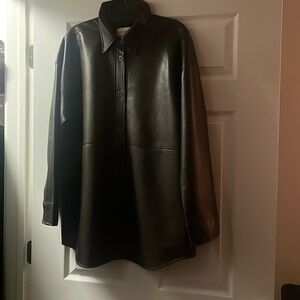 Babaton Vegan Leather Shirt Jacket (ESPRESSO)